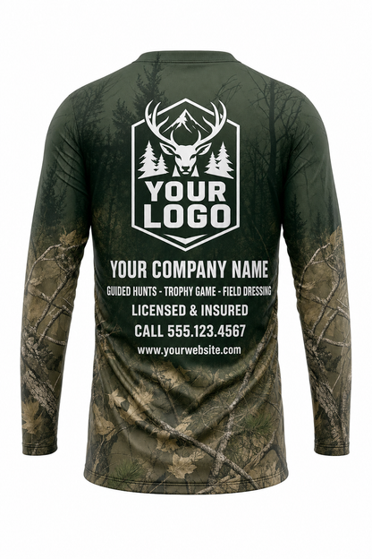 Deer Antler Crest Hunting Guide Crew Uniform - custom company logo all-over-print uniform
