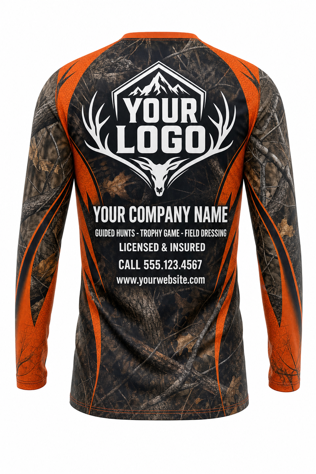 Deer Blaze Charge Hunting Guide Crew Uniform - custom company logo all-over-print uniform