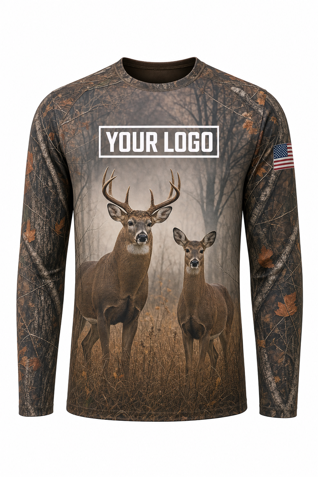 Deer Buck Doe Hunting Guide Crew Uniform - custom company logo all-over-print uniform