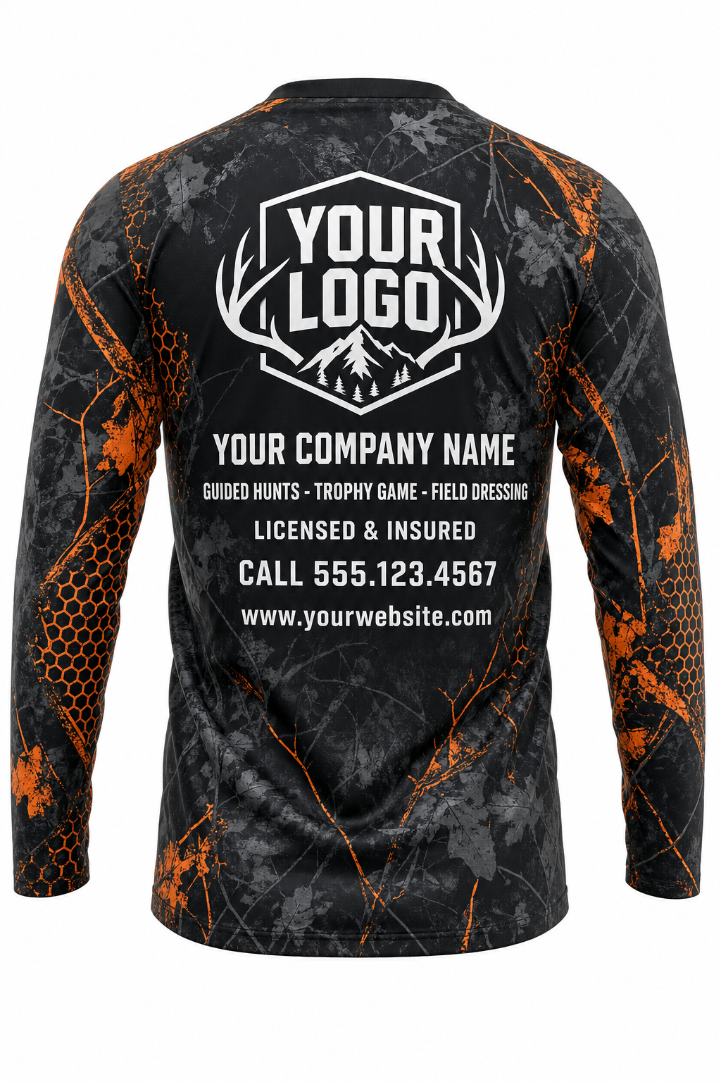 Deer Euro Skull Hunting Guide Crew Uniform - custom company logo all-over-print uniform