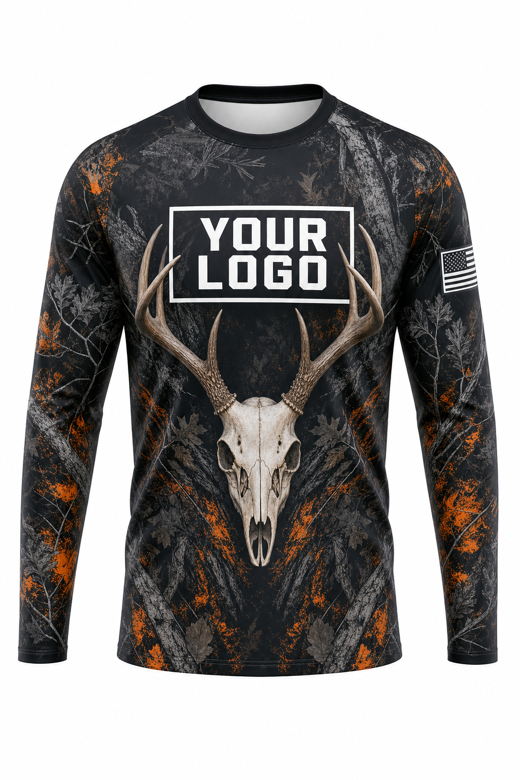 Deer Euro Skull Hunting Guide Crew Uniform - custom company logo all-over-print uniform
