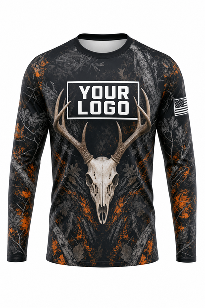 Deer Euro Skull Hunting Guide Crew Uniform - custom company logo all-over-print uniform