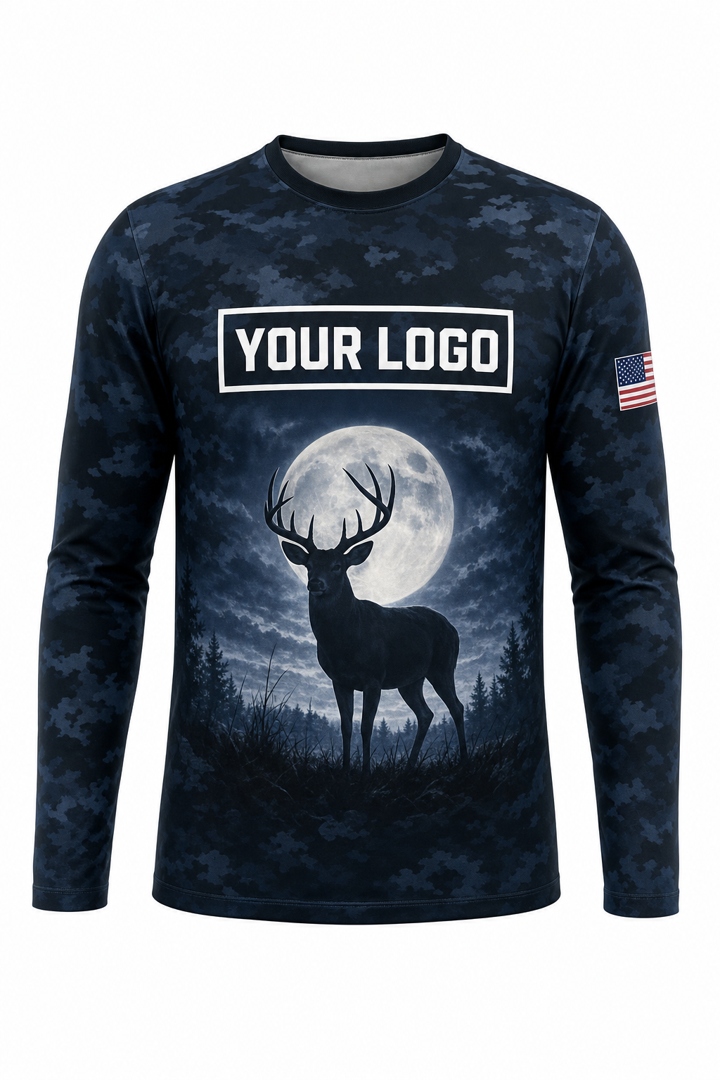 Deer Moonrise Hunting Guide Crew Uniform - custom company logo all-over-print uniform
