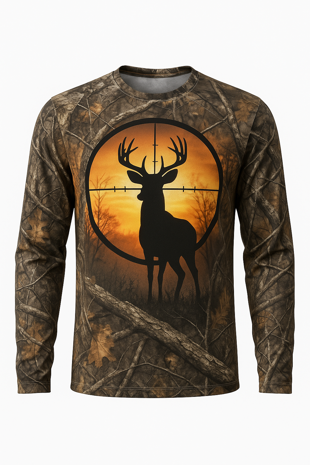 Buck in the Crosshairs all over print long sleeve hunting shirt