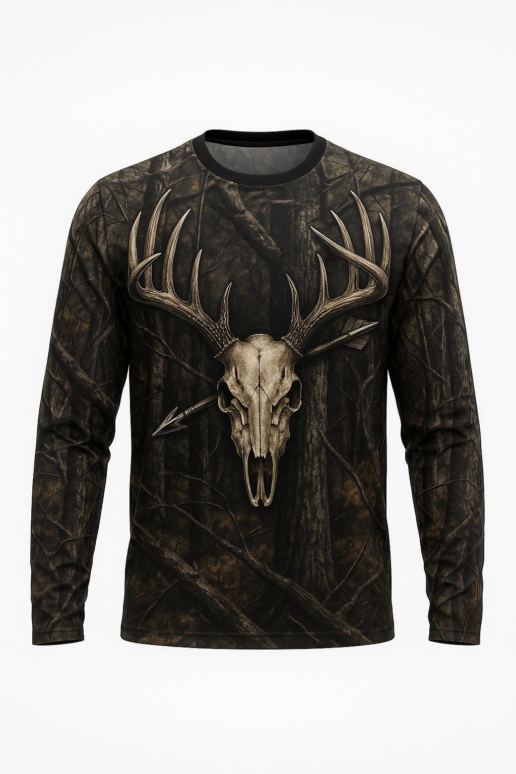 Arrow Through Deer Skull all over print long sleeve hunting shirt