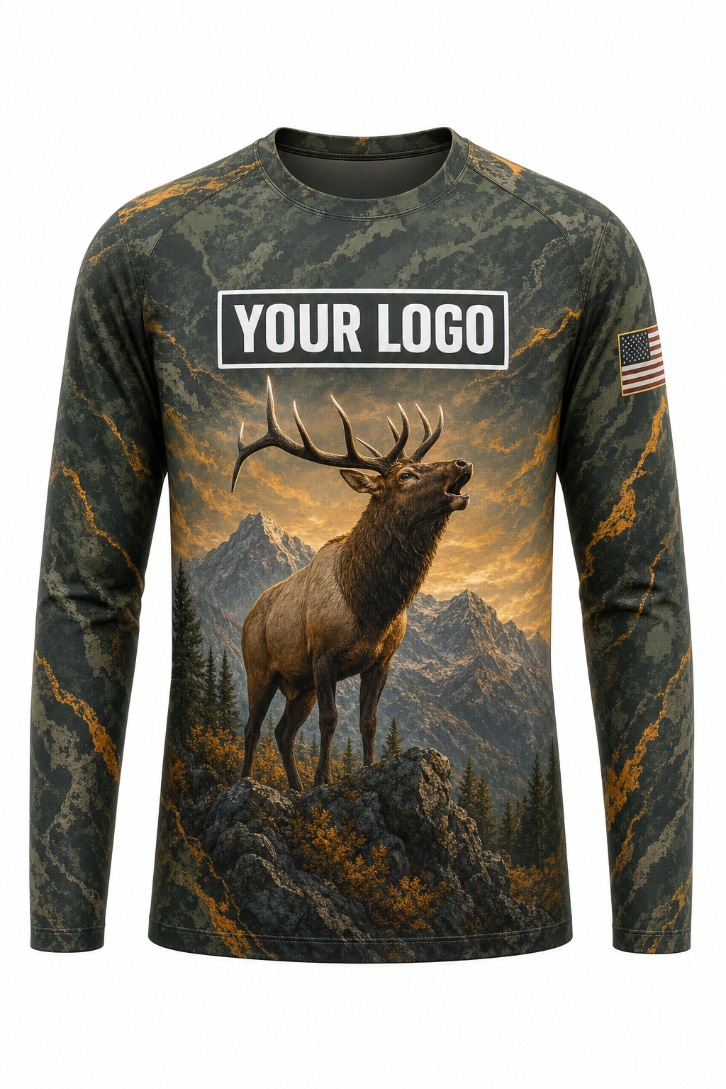 Elk Bugle Ridge Hunting Guide Crew Uniform - custom company logo all-over-print uniform