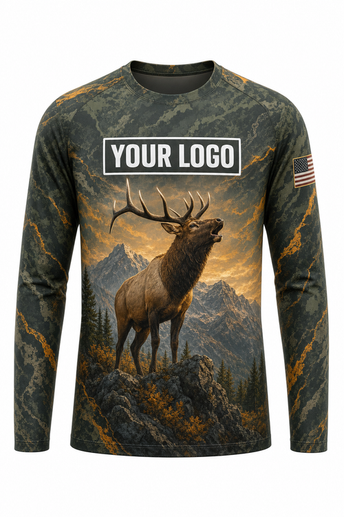Elk Bugle Ridge Hunting Guide Crew Uniform - custom company logo all-over-print uniform