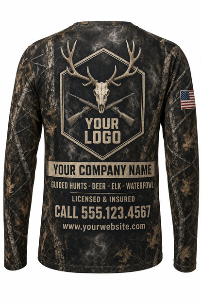 Elk Euro Skull Custom Hunting Team Uniform - back view, custom company logo all-over-print uniform