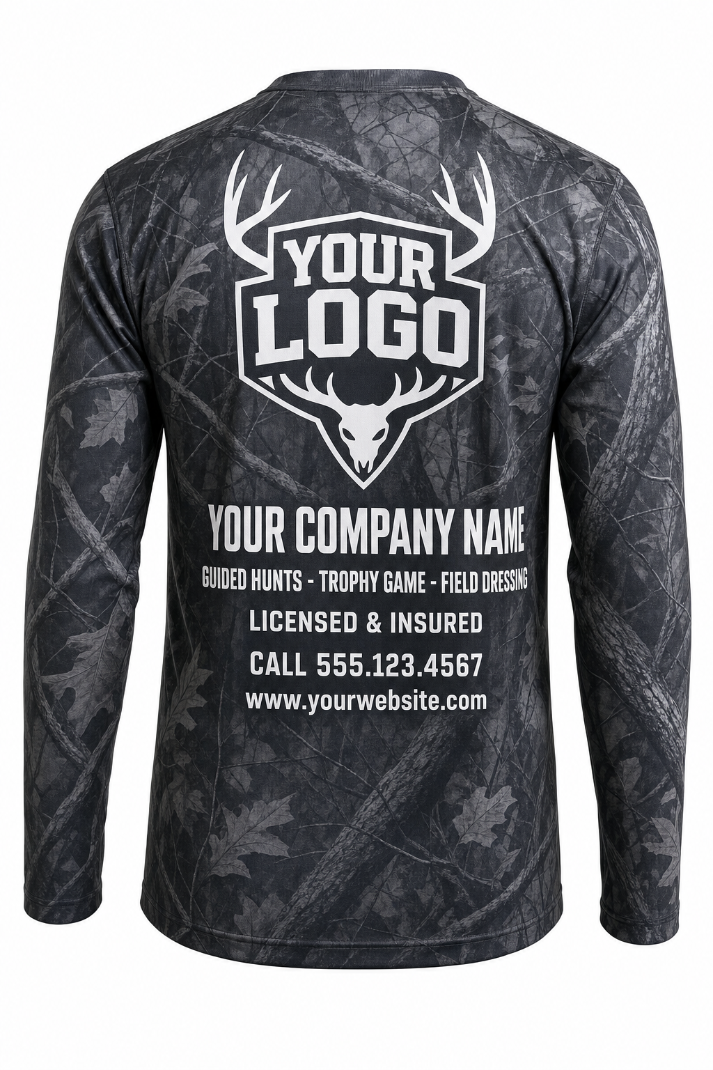 Elk Euro Skull Hunting Guide Crew Uniform - custom company logo all-over-print uniform