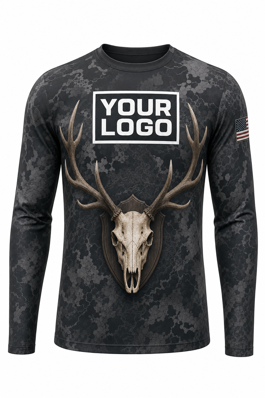 Elk Euro Skull Hunting Guide Crew Uniform - custom company logo all-over-print uniform
