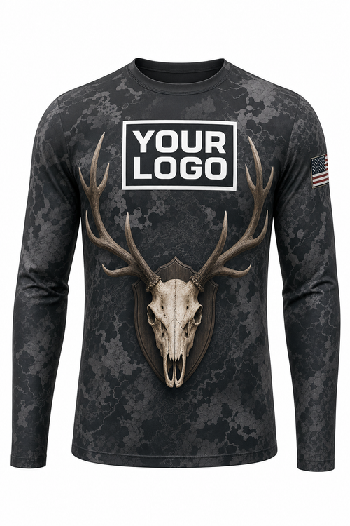 Elk Euro Skull Hunting Guide Crew Uniform - custom company logo all-over-print uniform