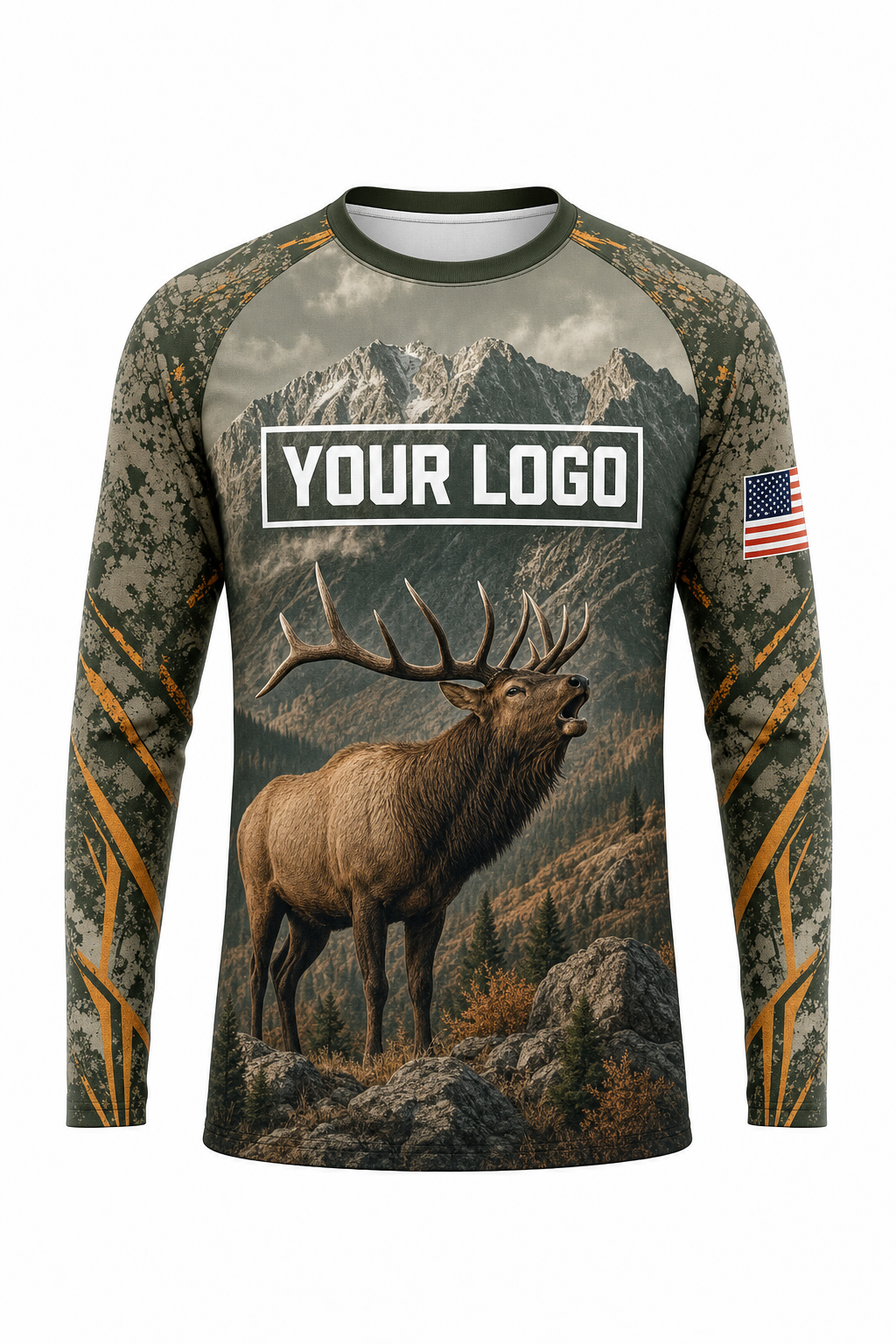 Elk Hunting Guide Crew Uniform - custom company logo all-over-print uniform