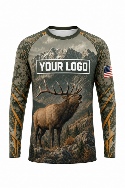 Elk Hunting Guide Crew Uniform - custom company logo all-over-print uniform