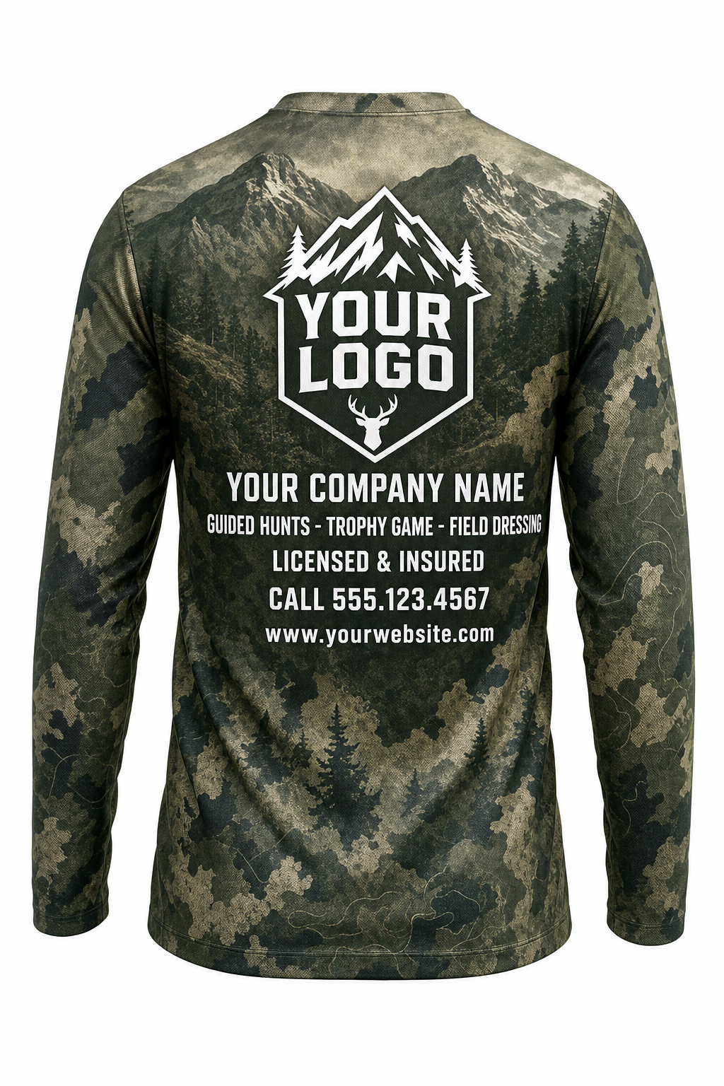 Elk Herd Meadow Hunting Guide Crew Uniform - custom company logo all-over-print uniform
