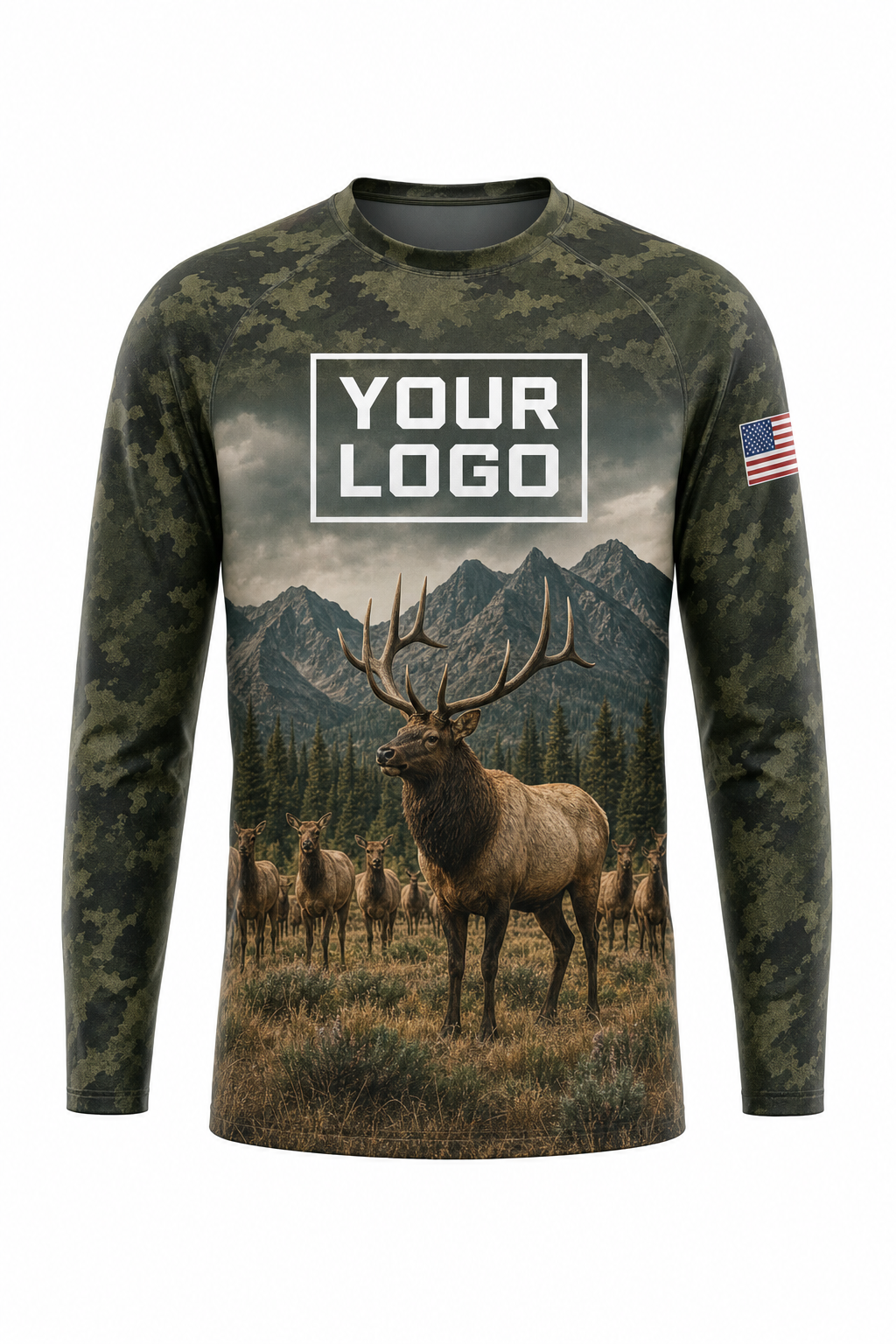 Elk Herd Meadow Hunting Guide Crew Uniform - custom company logo all-over-print uniform