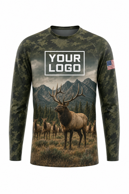 Elk Herd Meadow Hunting Guide Crew Uniform - custom company logo all-over-print uniform