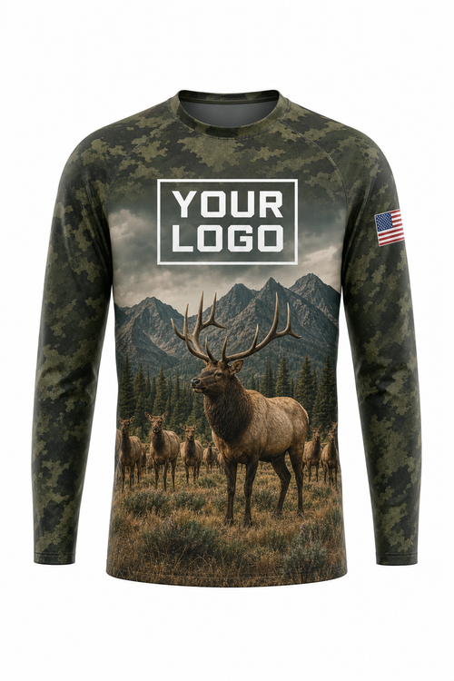 Elk Herd Meadow Hunting Guide Crew Uniform - custom company logo all-over-print uniform