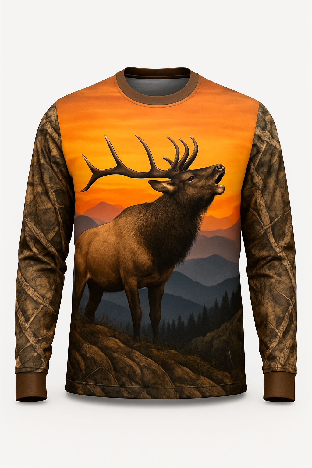 Bugling Bull Elk Sunset All-Over-Print Hunting Shirt