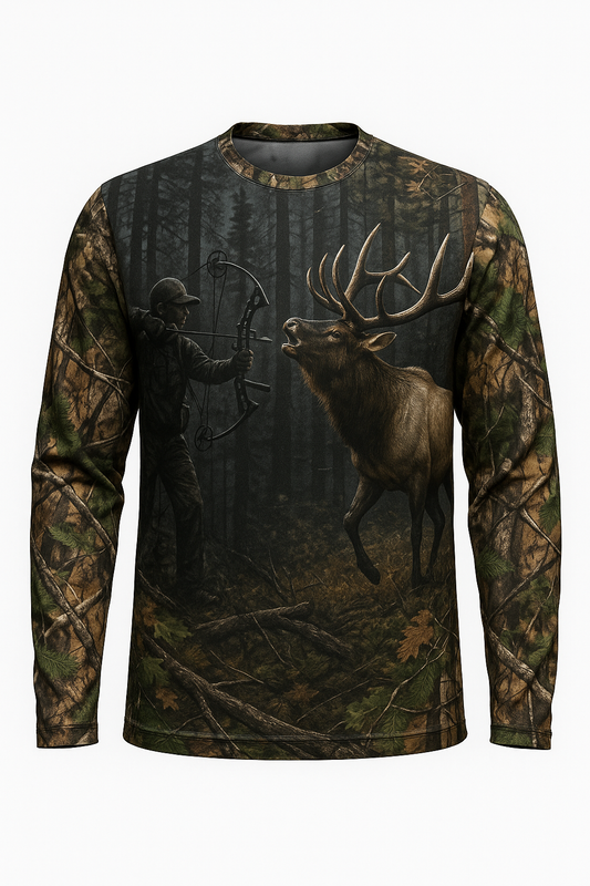 Archery Bull Elk Timber all over print long sleeve hunting shirt