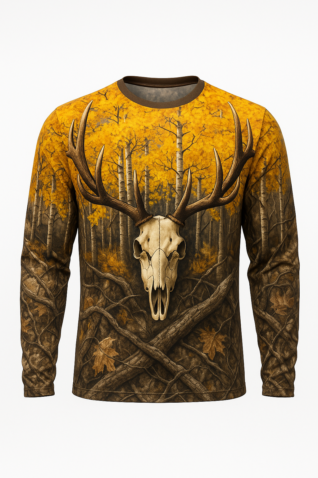 Elk Mount with Aspens all over print long sleeve hunting shirt