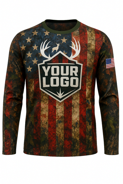 American Flag Camo All-Over-Print Hunting Shirt