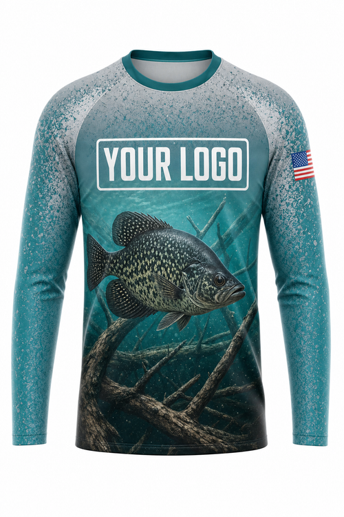 Black Crappie Fishing Charter Crew Uniform - custom company logo all-over-print uniform