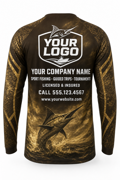 Channel Catfish Fishing Charter Crew Uniform - Gold Honeycomb - custom company logo all-over-print uniform