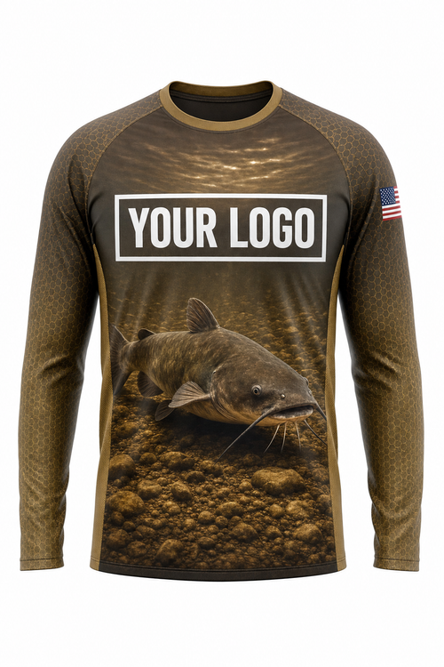 Channel Catfish Fishing Charter Crew Uniform - Gold Honeycomb - custom company logo all-over-print uniform