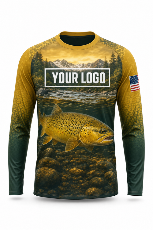 Golden Trout Fishing Charter Crew Uniform - custom company logo all-over-print uniform