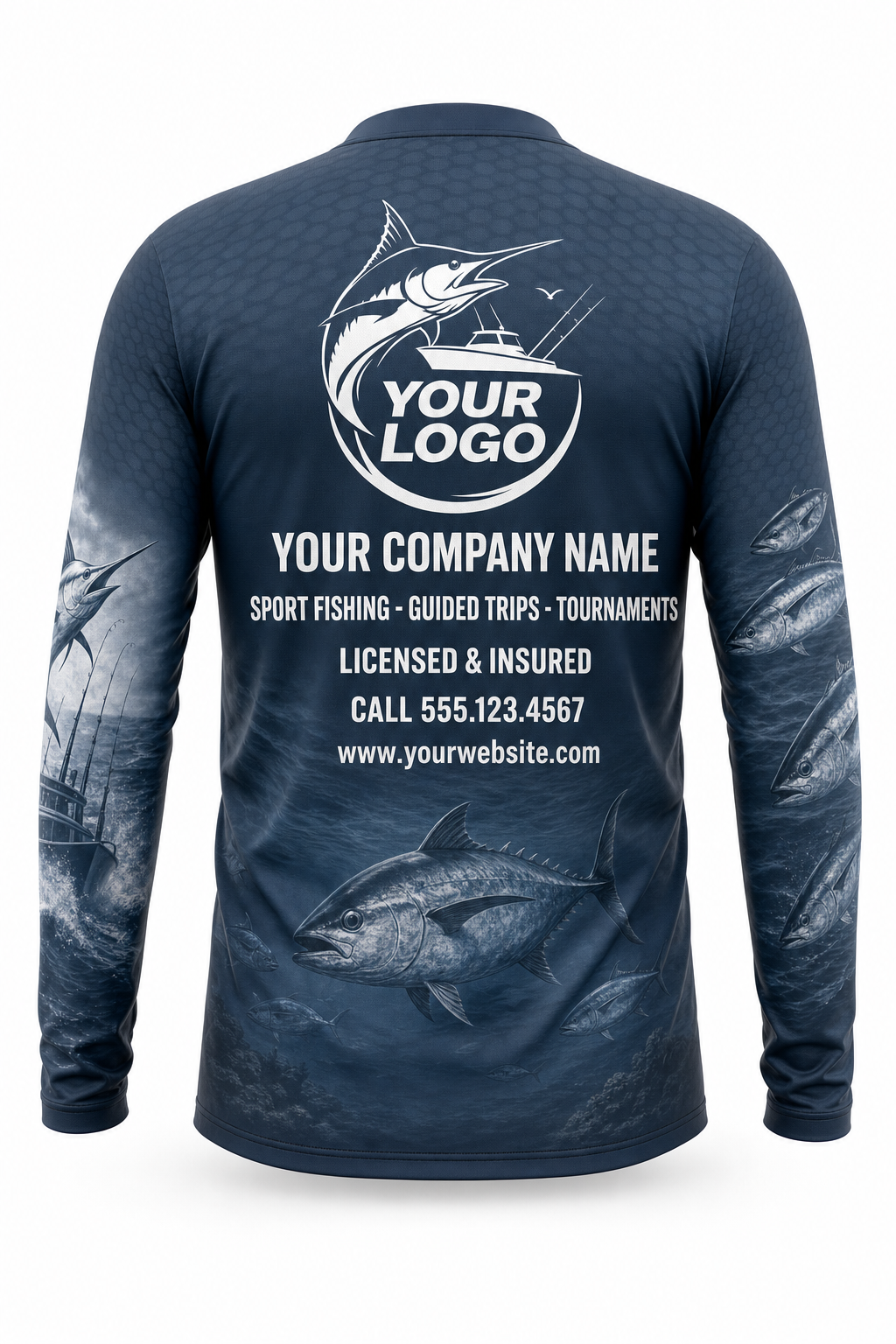Lake Trout Fishing Charter Crew Uniform - custom company logo all-over-print uniform
