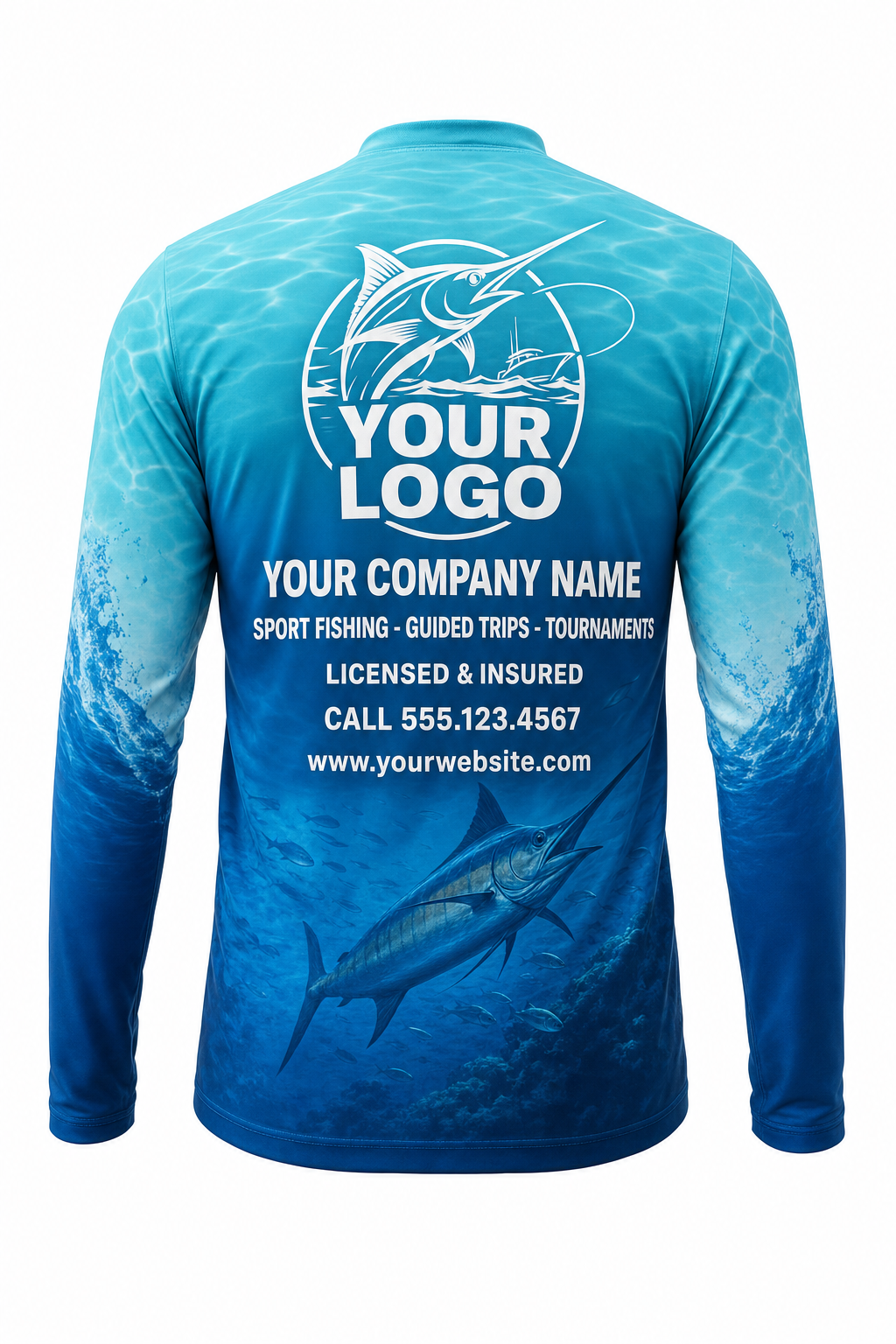 Largemouth Topwater Fishing Charter Crew Uniform - custom company logo all-over-print uniform