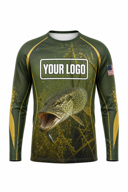 Northern Pike Fishing Charter Crew Uniform - Gold Weedline - custom company logo all-over-print uniform