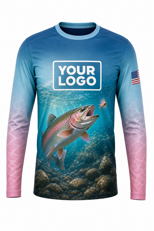 Rainbow Trout Fly Fishing Charter Crew Uniform - custom company logo all-over-print uniform