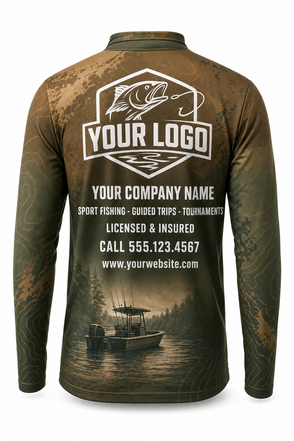 Smallmouth Bronzeback Fishing Charter Crew Uniform - custom company logo all-over-print uniform