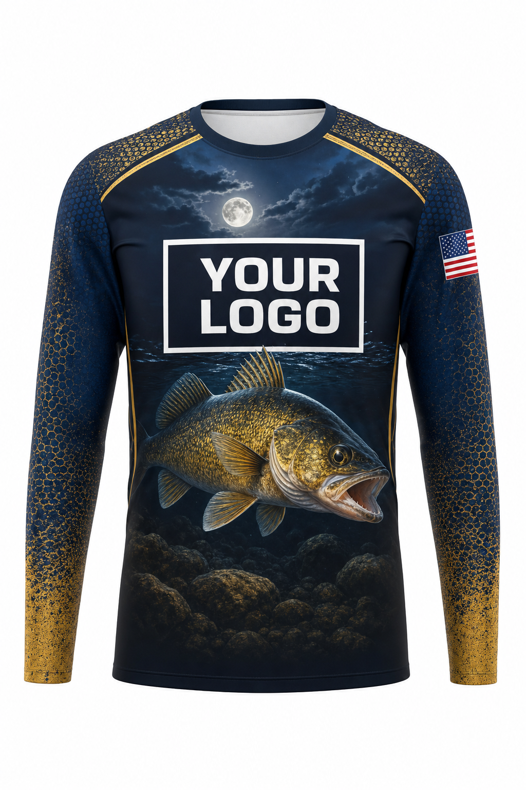 Walleye Night Fishing Charter Crew Uniform - custom company logo all-over-print uniform
