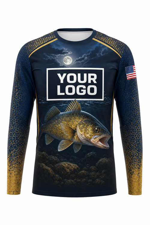 Walleye Night Fishing Charter Crew Uniform - custom company logo all-over-print uniform