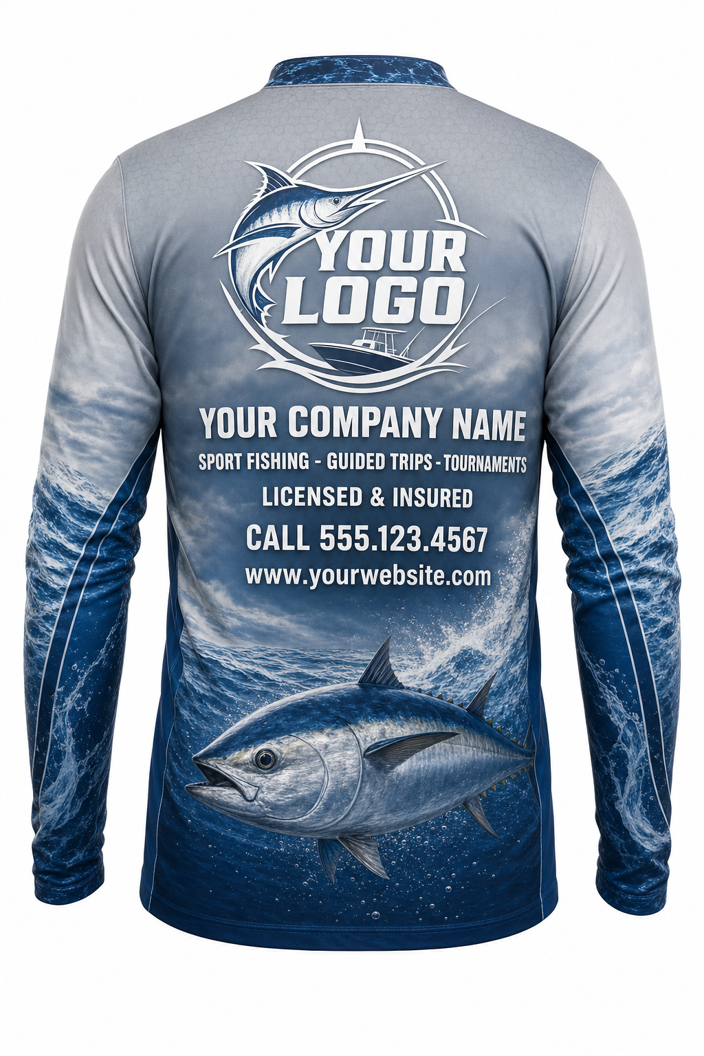 White Bass Run Fishing Charter Crew Uniform - custom company logo all-over-print uniform