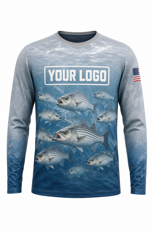 White Bass Run Fishing Charter Crew Uniform - custom company logo all-over-print uniform