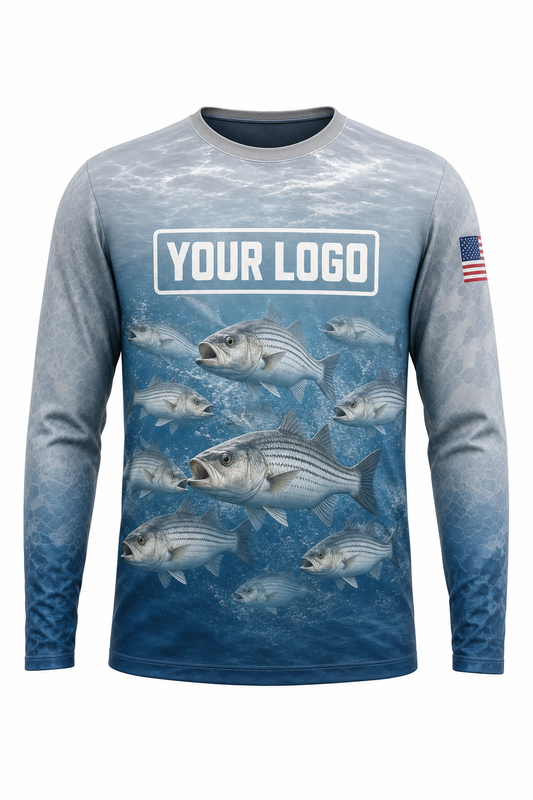 White Bass Run Fishing Charter Crew Uniform - custom company logo all-over-print uniform