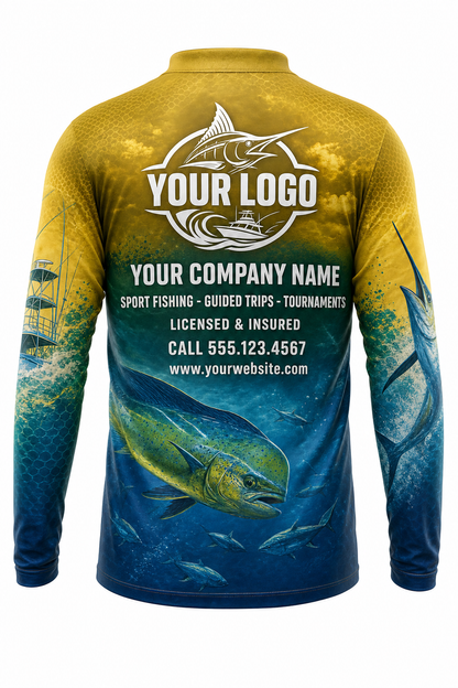 Yellow Perch Jumbo Fishing Charter Crew Uniform - custom company logo all-over-print uniform