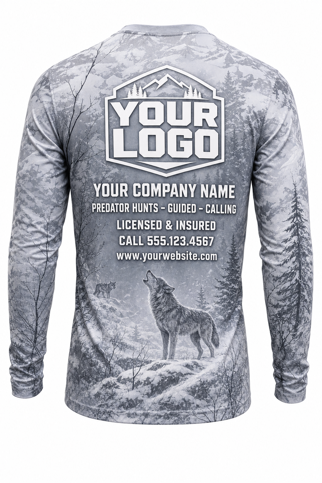 Gray Wolf Hunting Guide Crew Uniform - custom company logo all-over-print uniform