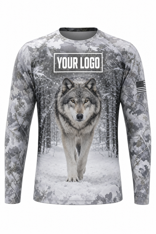 Gray Wolf Hunting Guide Crew Uniform - custom company logo all-over-print uniform