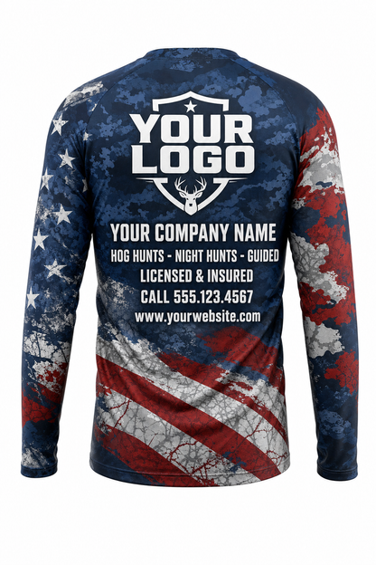 Hog American Flag Hunting Guide Crew Uniform - custom company logo all-over-print uniform