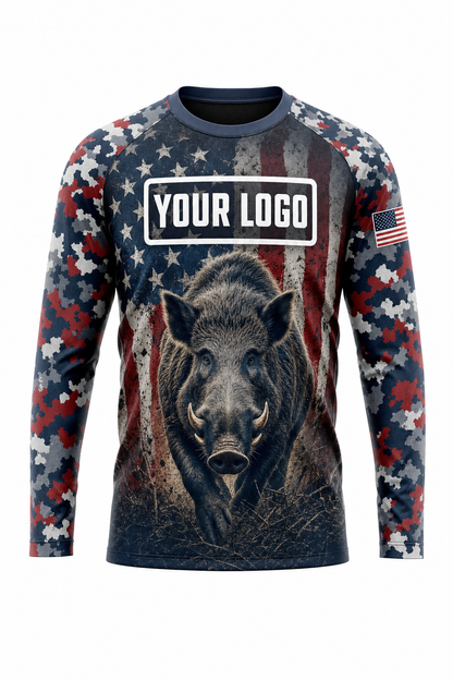Hog American Flag Hunting Guide Crew Uniform - custom company logo all-over-print uniform