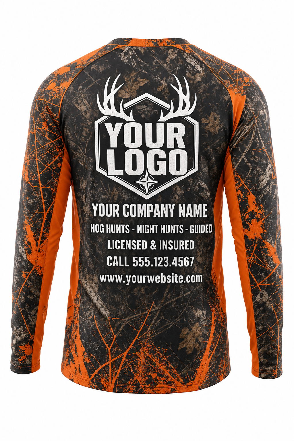 Hog Blaze Slash Hunting Guide Crew Uniform - custom company logo all-over-print uniform