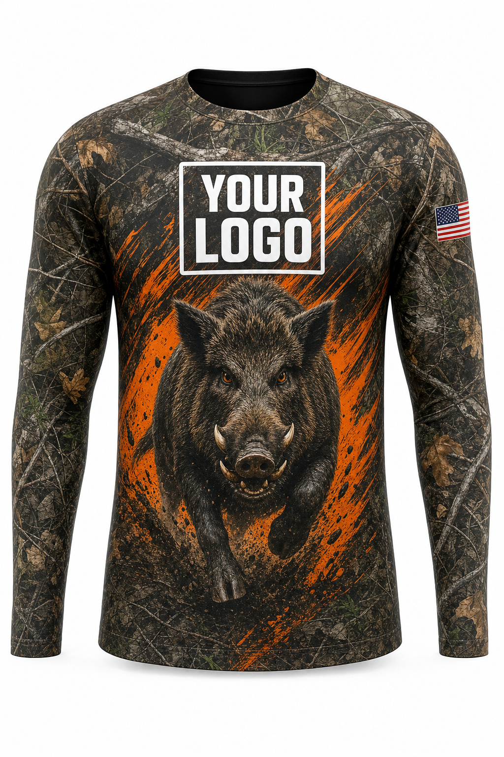 Hog Blaze Slash Hunting Guide Crew Uniform - custom company logo all-over-print uniform