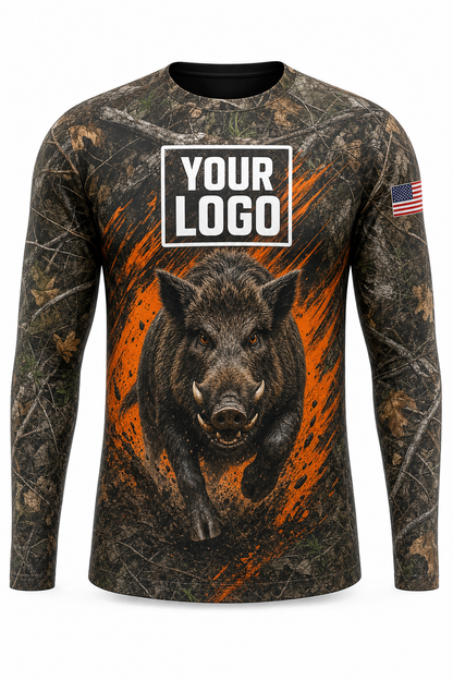 Hog Blaze Slash Hunting Guide Crew Uniform - custom company logo all-over-print uniform
