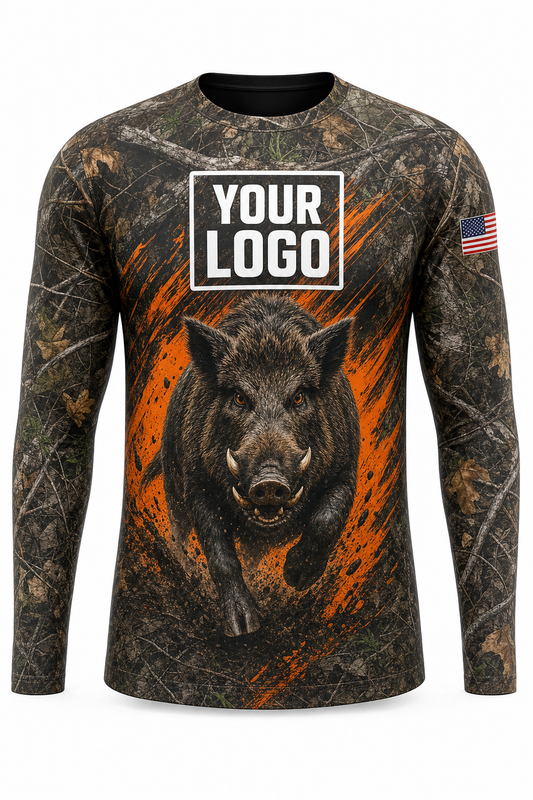 Hog Blaze Slash Hunting Guide Crew Uniform - custom company logo all-over-print uniform