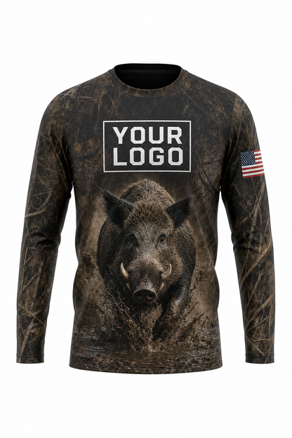 Hog Boar Charge Hunting Guide Crew Uniform - custom company logo all-over-print uniform