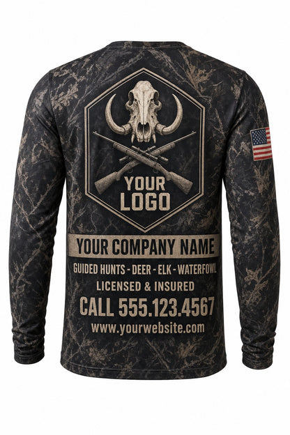 Hog Euro Skull Custom Hunting Team Uniform - back view, custom company logo all-over-print uniform